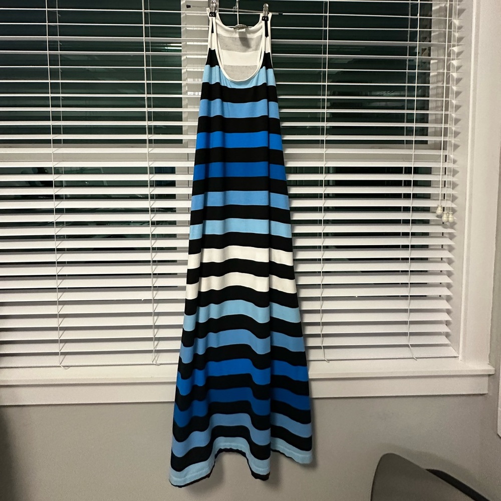 Tommy Bahama Blue and Black Striped Maxi Dress
